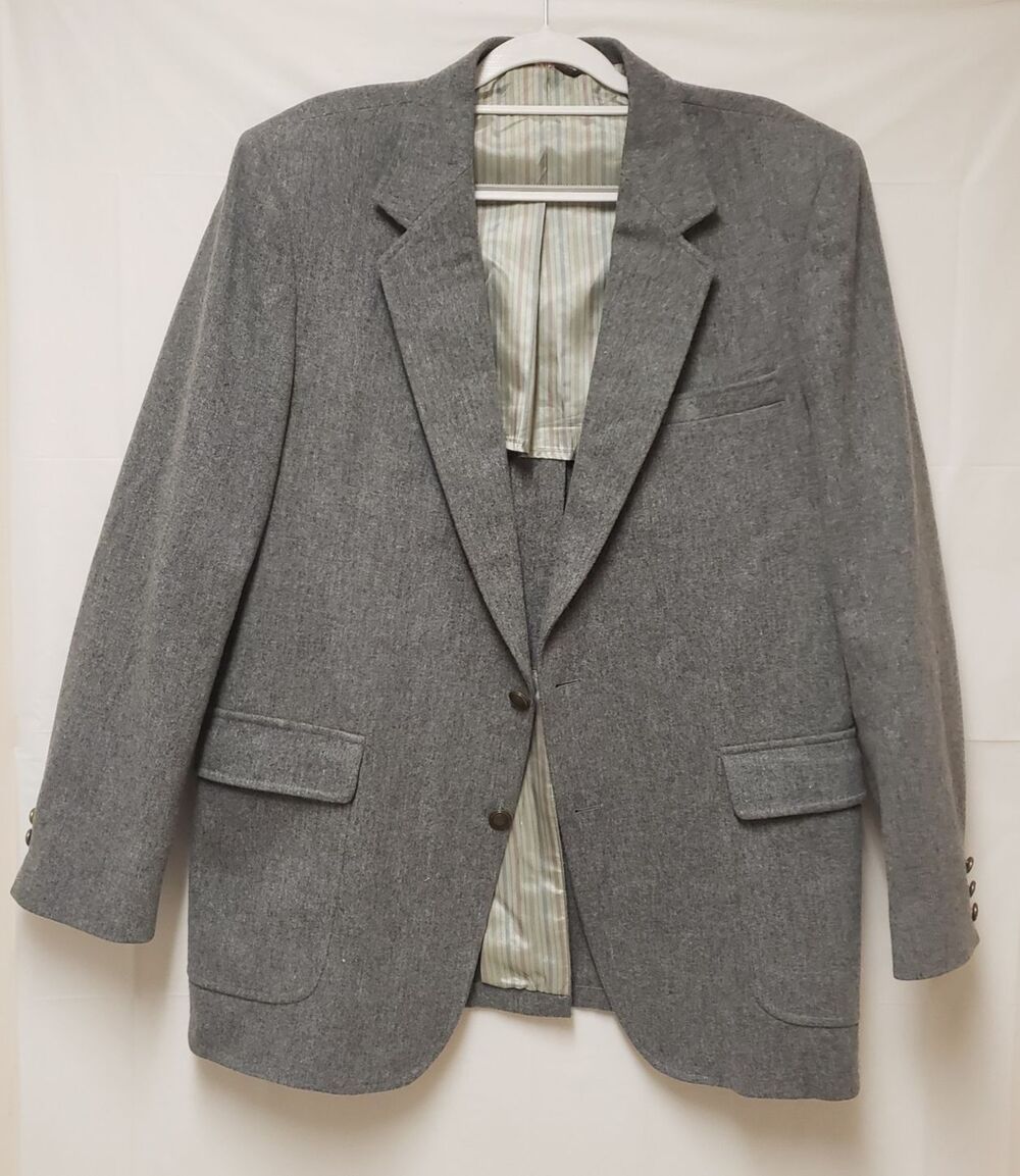 John Peel Ltd Men’s Gray Wool Blazer Sport Coat Two Button Made in USA NWOT